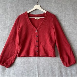Madewell bubble sleeve cardigan top sz s small long sleeve (x411)